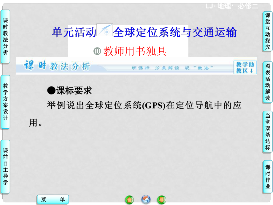 高中地理 第四單元 單元活動 全球定位系統(tǒng)與交通運輸課件 魯教版必修2_第1頁