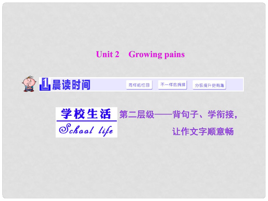 高考英語(yǔ)大一輪復(fù)習(xí)精講 Unit 2 Growing pains課件 牛津譯林版必修1_第1頁(yè)