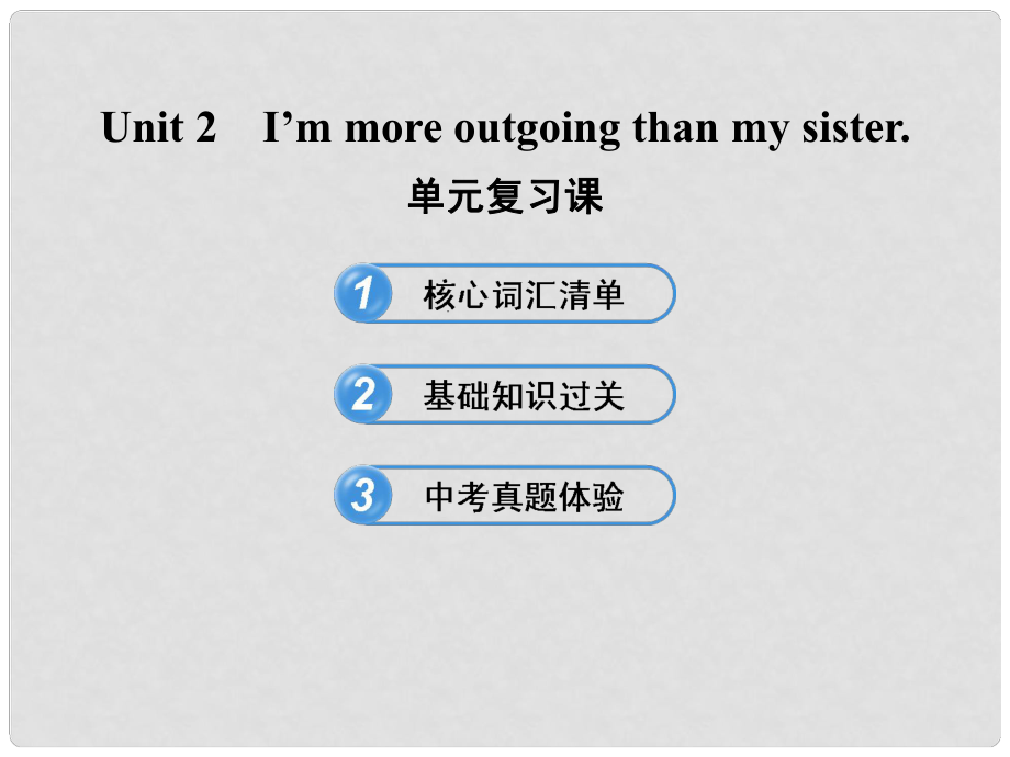 七年級(jí)英語(yǔ)下冊(cè) Unit 2 I’m more outgoing than my sister 單元復(fù)習(xí)課課件 魯教版_第1頁(yè)