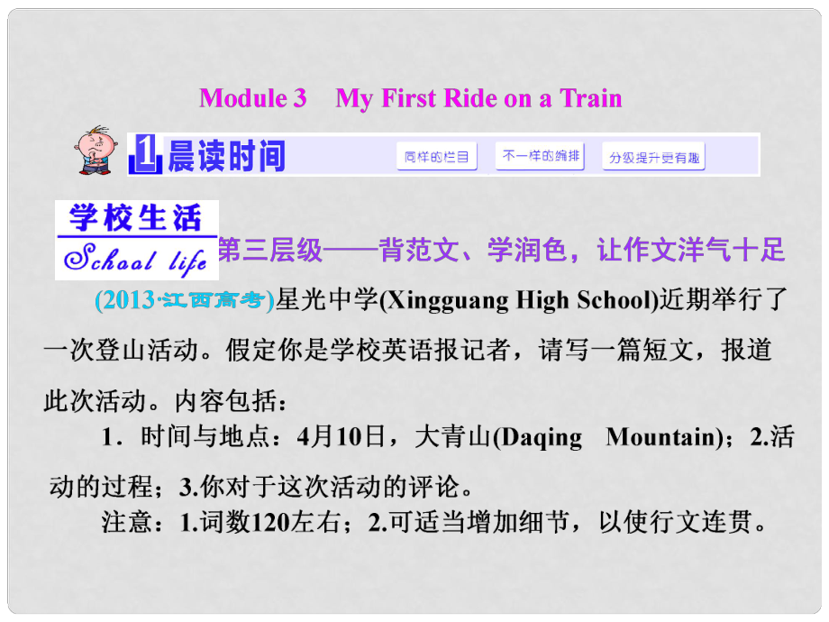 高考英語(yǔ)一輪復(fù)習(xí) Module 3 My First Ride on a Train課件 外研版必修一_第1頁(yè)