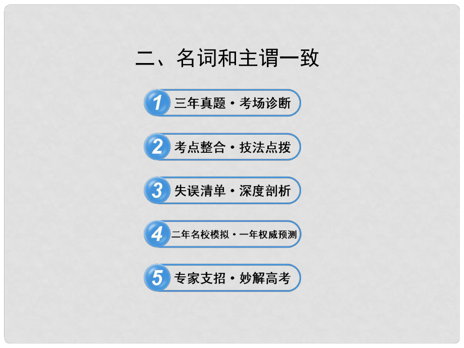 高考英語 考前100天沖刺 專題2 名詞和主謂一致課件_第1頁