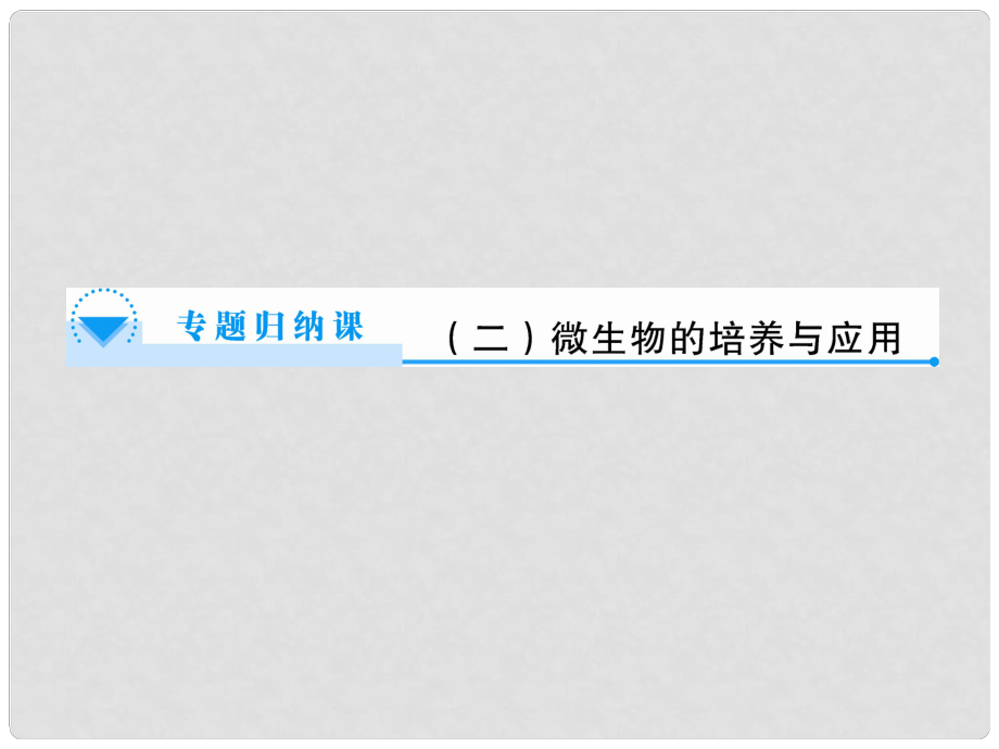 高中生物 專題2專題2 微生物的培養(yǎng)與應用專題歸納課件 蘇教版選修1_第1頁