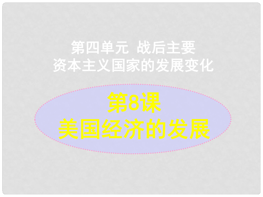 湖南省長(zhǎng)沙市長(zhǎng)郡芙蓉中學(xué)高三歷史 世界史（下）第8課 美國(guó)經(jīng)濟(jì)的發(fā)展（一）課件_第1頁