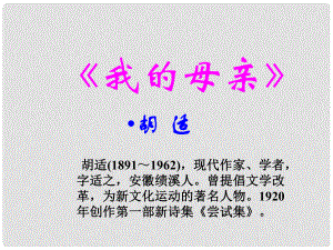 江蘇省南京市長城中學八年級語文下冊 2 我的母親課件 新人教版