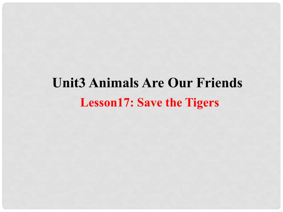 八年級英語下冊 Unit 3 Animals Are Our Friends lesson 17 Save the Tigers課件 （新版）冀教版_第1頁