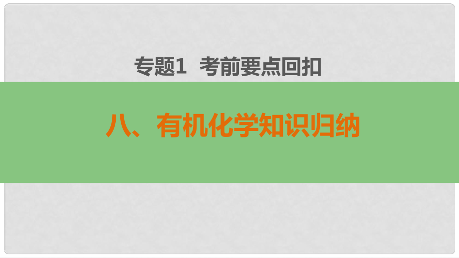 高考化學二輪復習 第二部分 專題1 八 有機化學知識歸納課件_第1頁