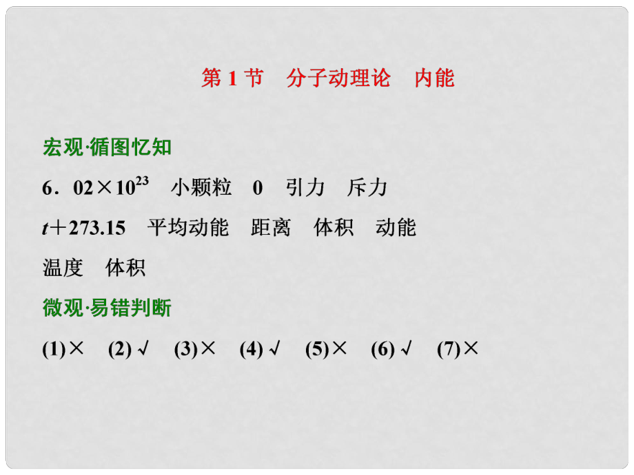 四川省昭覺中學高考物理一輪復習 第十一章 熱學 第1節(jié) 分子動理論 內(nèi)能習題詳解課件 新人教版選修33_第1頁