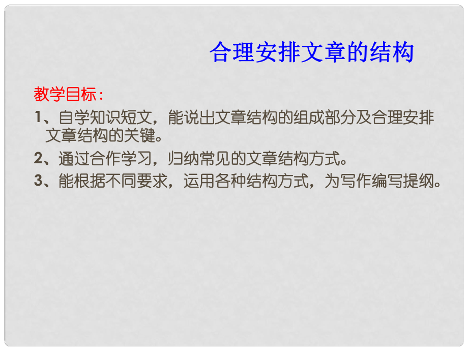 江蘇省丹陽市云陽學校八年級語文上冊 第三單元 作文 合理安排文章的結構課件 蘇教版_第1頁