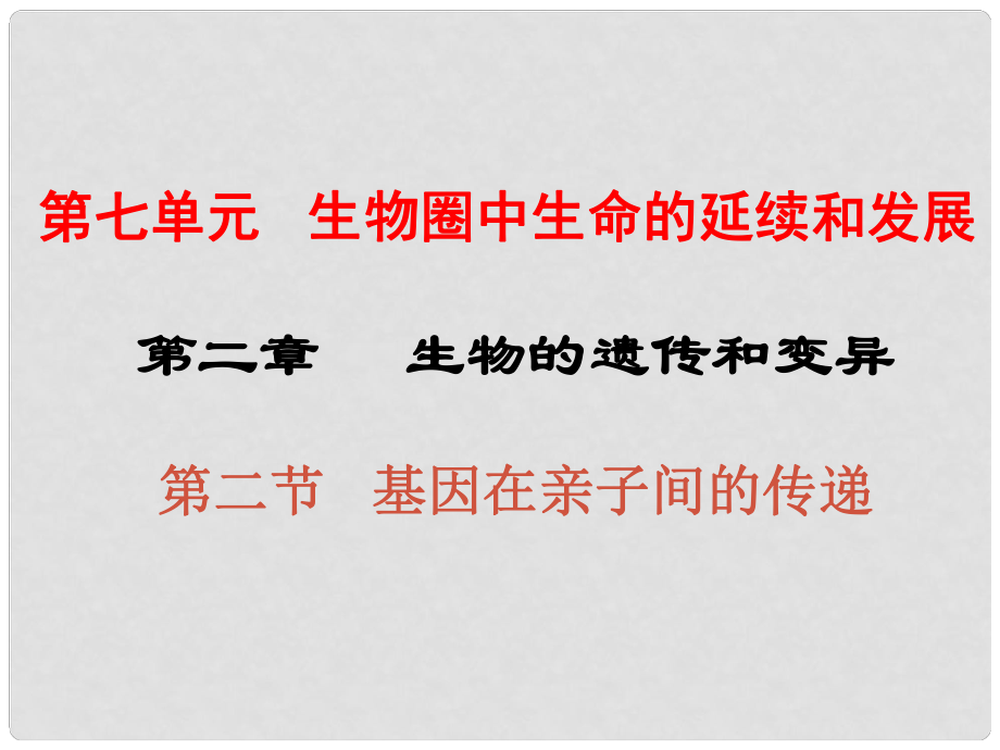 八年级生物下册 第七单元 第二章 第二节 基因在亲子间的传递课件 新人教版_第1页