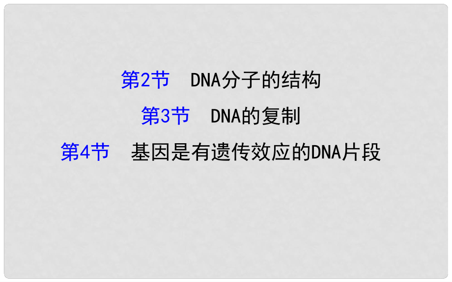 高考生物总复习 第三章 基因的本质 第2、3、4节 DNA分子的结构、DNA的复制、基因是有遗传效应的DNA片段课件 新人教版必修2_第1页