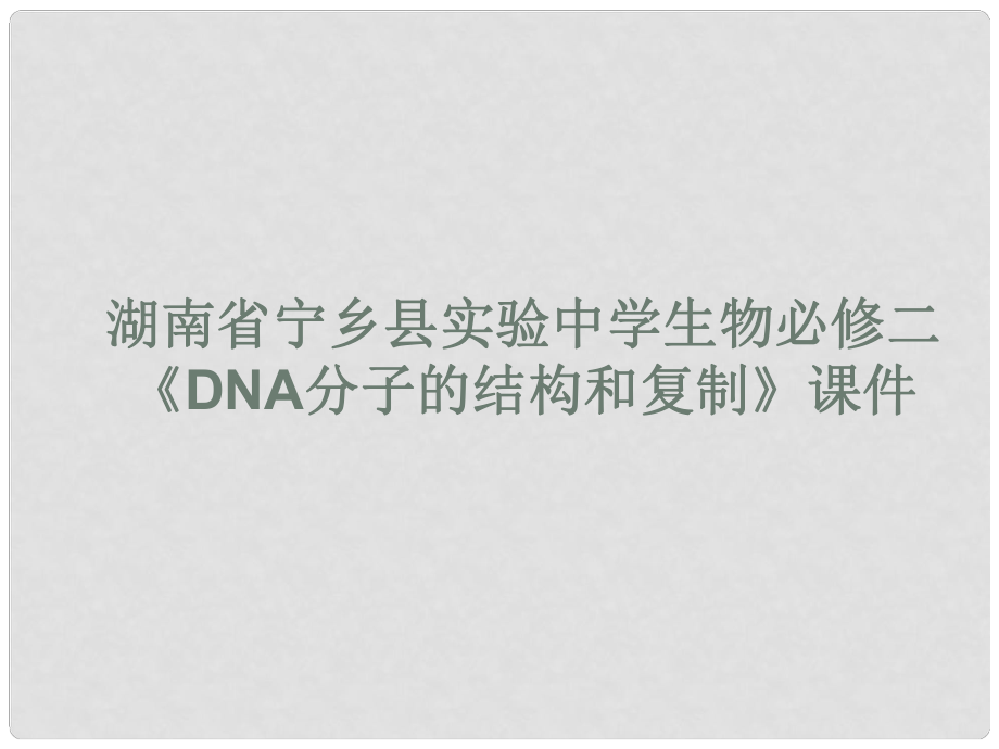 湖南省宁乡县实验中学高中生物 《DNA分子的结构和复制》课件 必修2_第1页