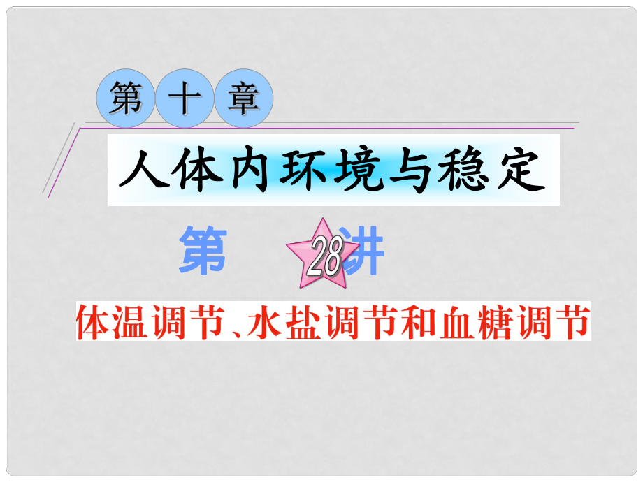 广东省高三生物复习 第10章 第28讲 体温调节、水盐调节和血糖调节课件_第1页