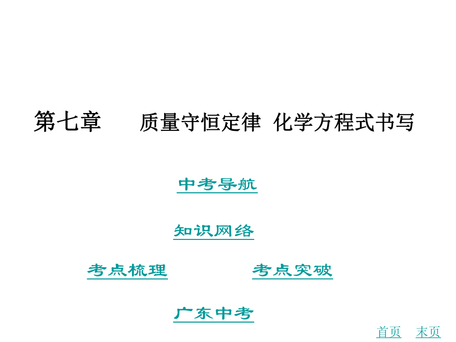 中考化學(xué) 第七章 質(zhì)量守恒定律 化學(xué)方程式書寫復(fù)習(xí)課件 新人教版_第1頁