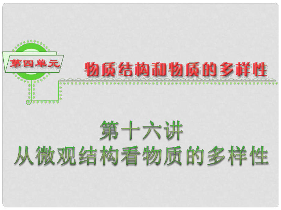 浙江省高三化学 第4单元16讲 从微观结构看物质的多样性课件_第1页