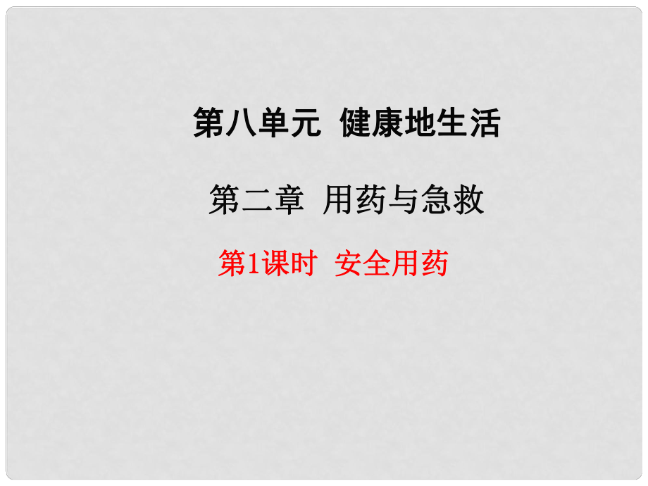 八年級生物下冊 第八單元 第二章 用藥與急救（第1課時 安全用藥）教學課件 （新版）新人教版_第1頁