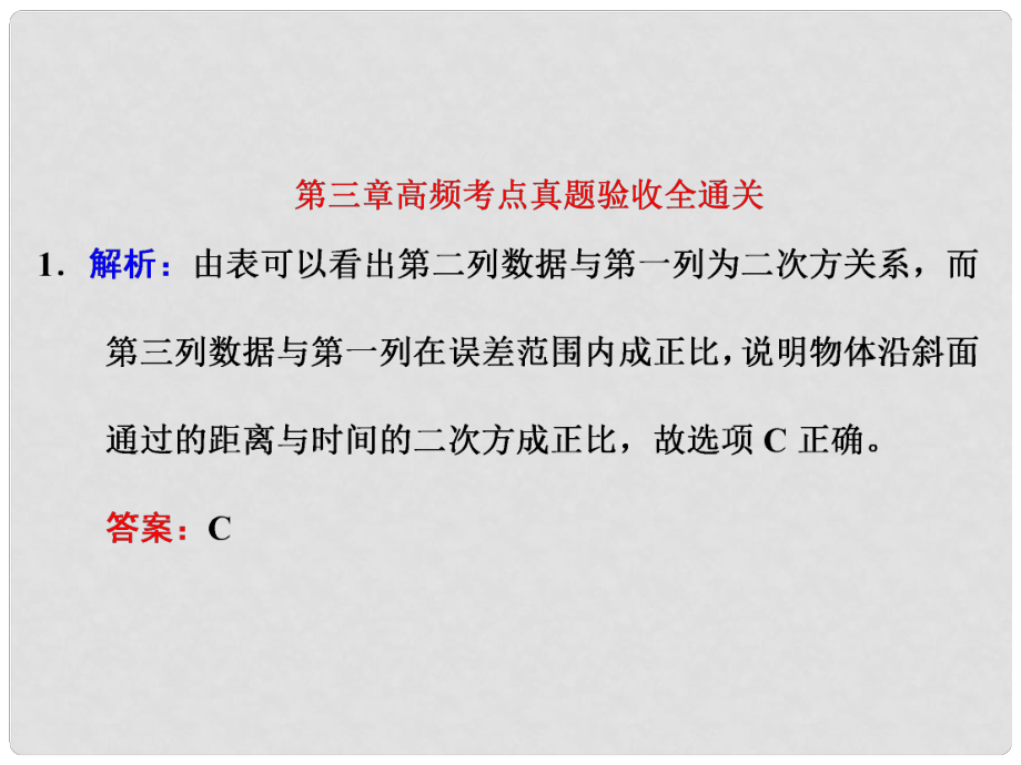 四川省昭觉中学高考物理一轮复习 第三章 第三章高频考点真题验收全通关习题详解课件 新人教版_第1页