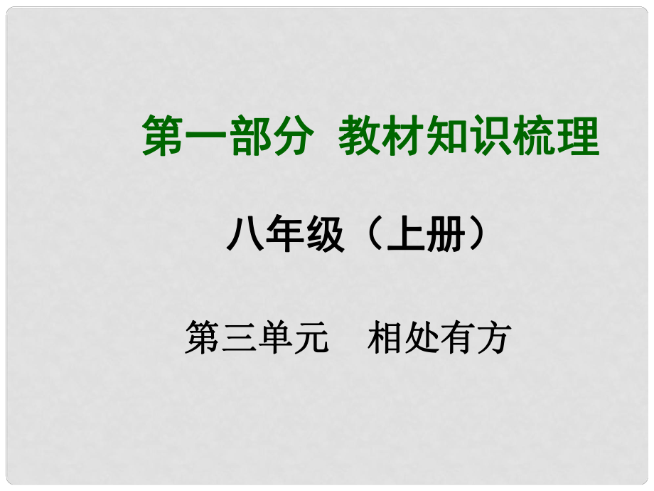 安徽省中考政治總復(fù)習(xí) 第一部分 教材知識梳理 八上 第三單元 相處有方課件 粵教版_第1頁