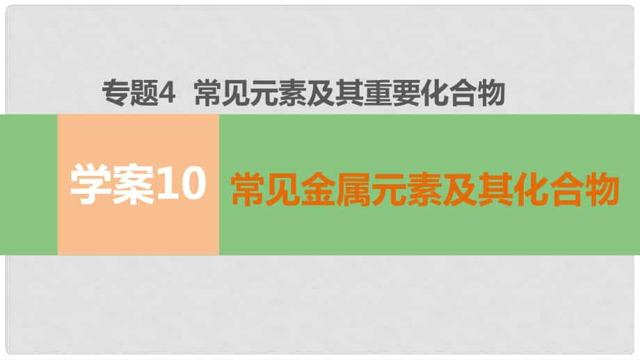 高考化學二輪復習 第一部分 專題4 學案10 常見金屬元素及其化合物課件_第1頁