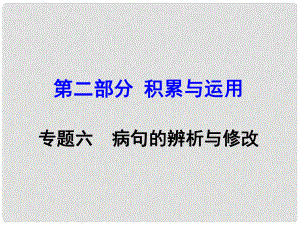 廣西中考語文 第二部分 積累與運(yùn)用 專題6 病句的辨析與修改復(fù)習(xí)課件 新人教版