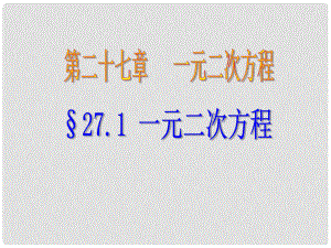 八年級數(shù)學(xué)下冊 第二十七章 第1節(jié)《一元二次方程》課件1 人教版五四制.