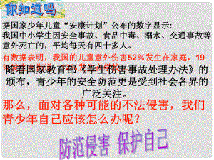 七年級政治上冊 第四單元 第九課 第二框 防范侵害保護自己課件 新人教版