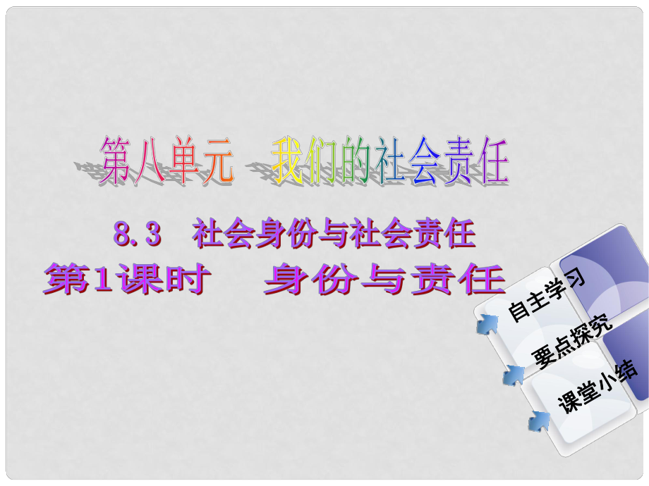 八年級政治下冊 第八單元 第三課 社會身份與責(zé)任 第1課時 身份與責(zé)任同步課件 粵教版_第1頁