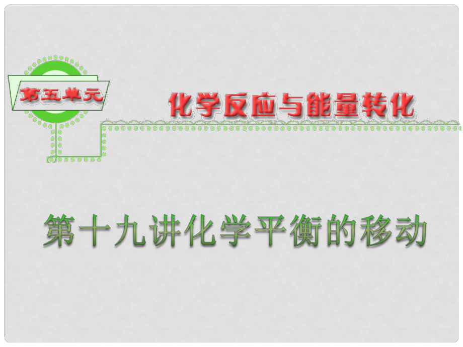 浙江省高三化学 第5单元19讲 化学平衡的移动课件_第1页