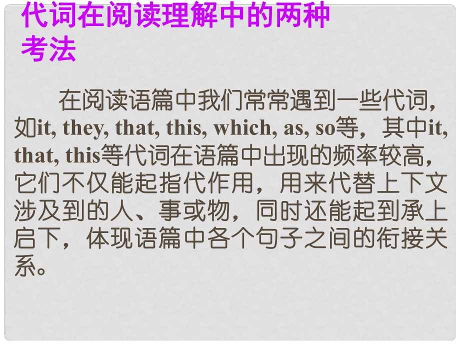 高考英语总复习 阅读写作微记能20 代词在阅读理解中的两种考法课件 新人教版_第1页