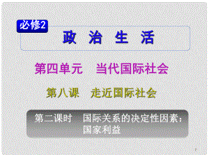 山西省高考政治復(fù)習 第4單元第8課第2課時 國際關(guān)系的決定性因素 國家利益課件 新人教版必修2