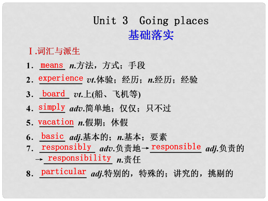 福建省高考英語總復(fù)習(xí) Unit3Going places課件 新人教版_第1頁