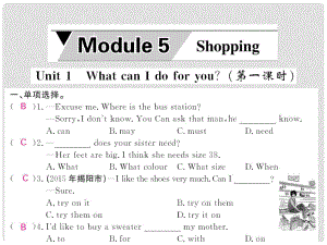 七年级英语下册 Module 5 Shopping Unit 1 What can I do for you（第1课时）课件 （新版）外研版