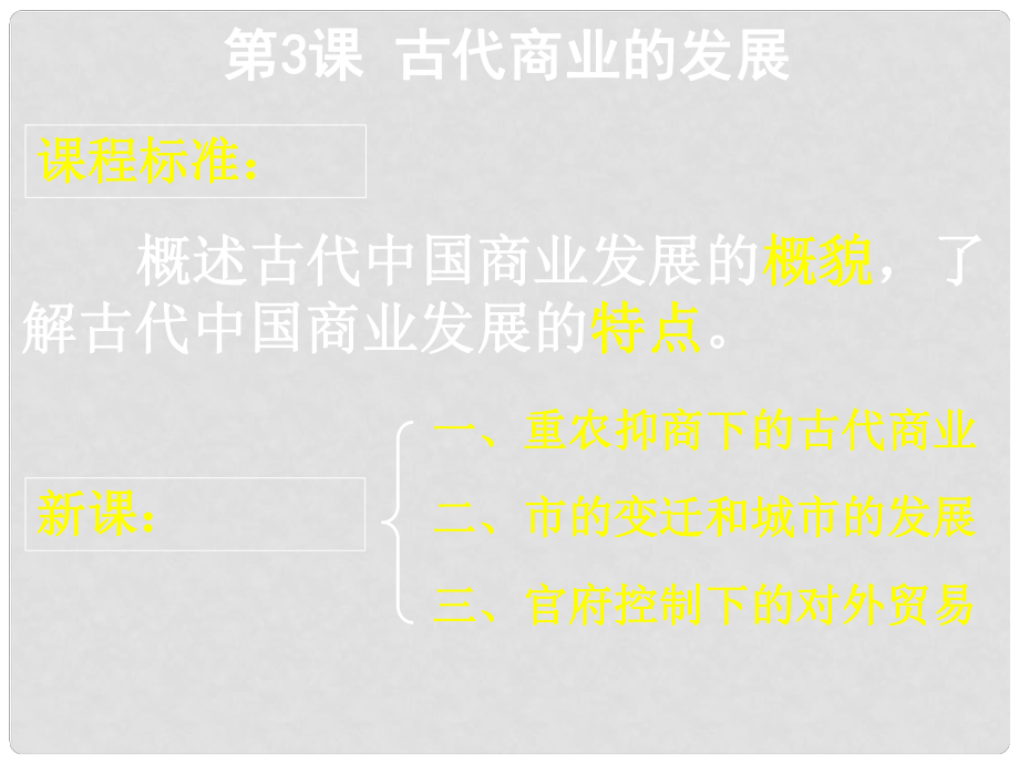 甘肅省靜寧一中高中歷史 第3課 古代商業(yè)的發(fā)展課件 新人教版必修2_第1頁(yè)