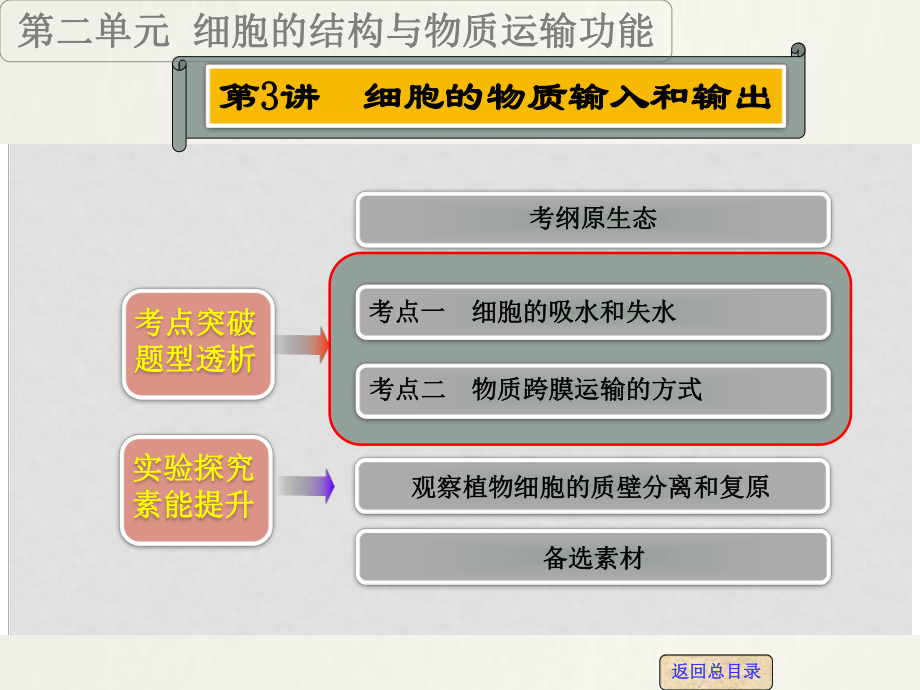 高考生物一輪復(fù)習(xí) 第二單元 第3講 細(xì)胞的物質(zhì)輸入和輸出課件_第1頁(yè)