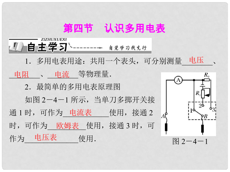 高中物理 第二章 電路 第4節(jié) 認識多用電表課件 粵教版選修31_第1頁