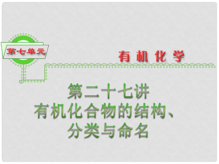 浙江省高三化學(xué) 第7單元27講 有機化合物的結(jié)構(gòu)、分類課件_第1頁