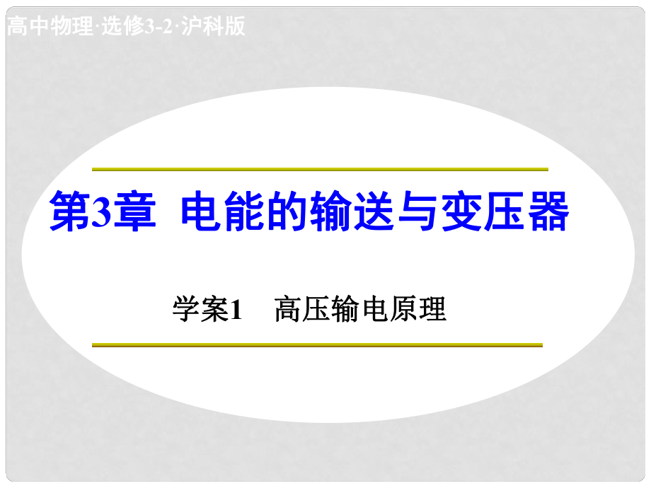 高中物理 第3章 電能的輸送與變壓器 高壓輸電原理課件 滬科版選修32_第1頁