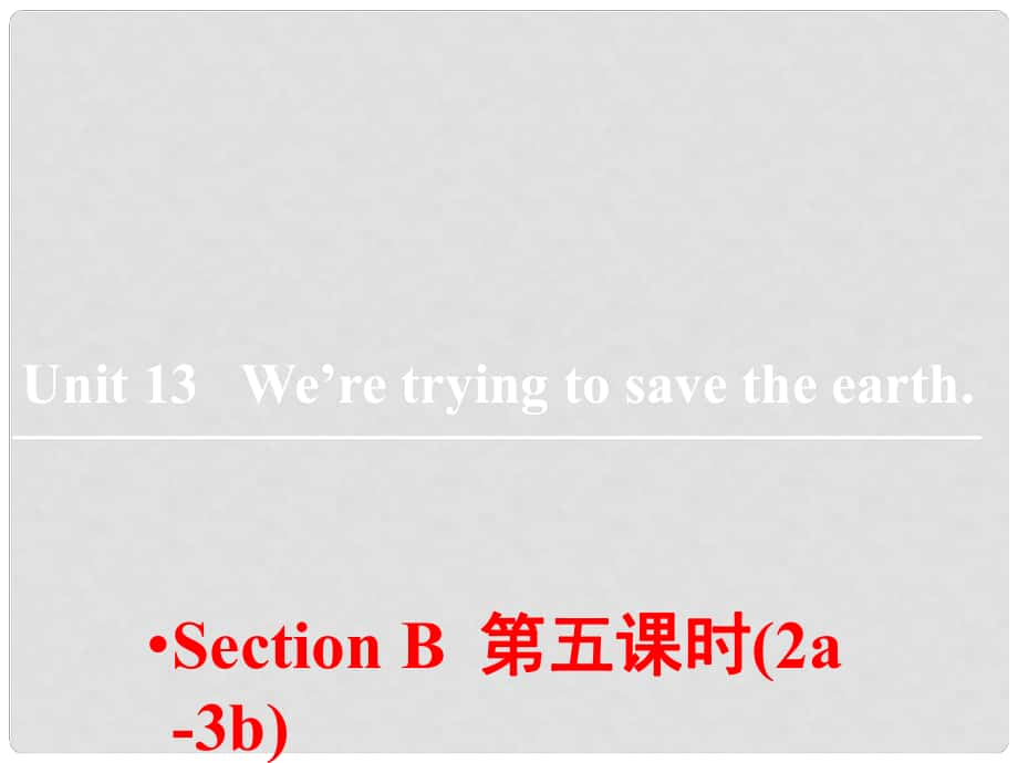 山東省鄒平縣實驗中學(xué)九年級英語全冊 Unit 13 We’re trying to save the earth（第5課時）課件 （新版）人教新目標(biāo)版_第1頁