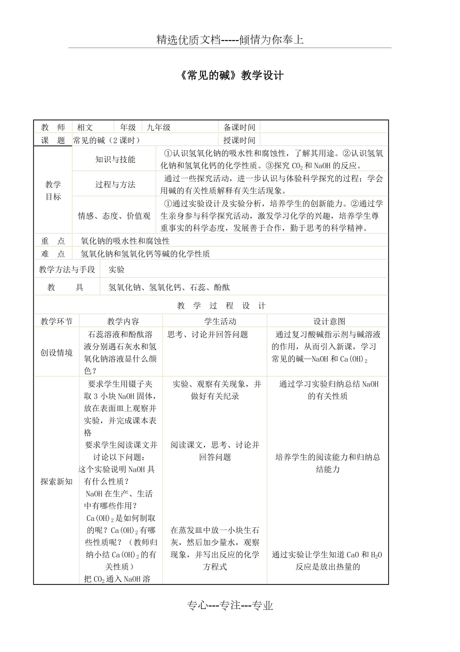 初中化學(xué)《常見的堿》教案(共3頁)_第1頁