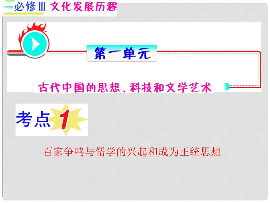 福建專用高考?xì)v史一輪復(fù)習(xí) 第1單元考點(diǎn)1 百家爭鳴與儒學(xué)的興起和成為正統(tǒng)思想課件 人民版必修3_第1頁
