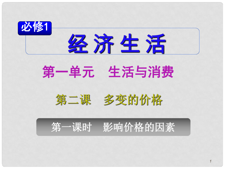 山西省高考政治復(fù)習(xí) 第1單元第2課第1課時(shí) 影響價(jià)格的因素課件 新人教版必修1_第1頁