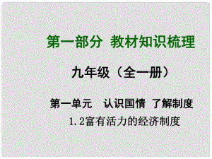 安徽省中考政治總復習 第一部分 教材知識梳理 九年級 1.2 富有活力的經濟制度課件 粵教版