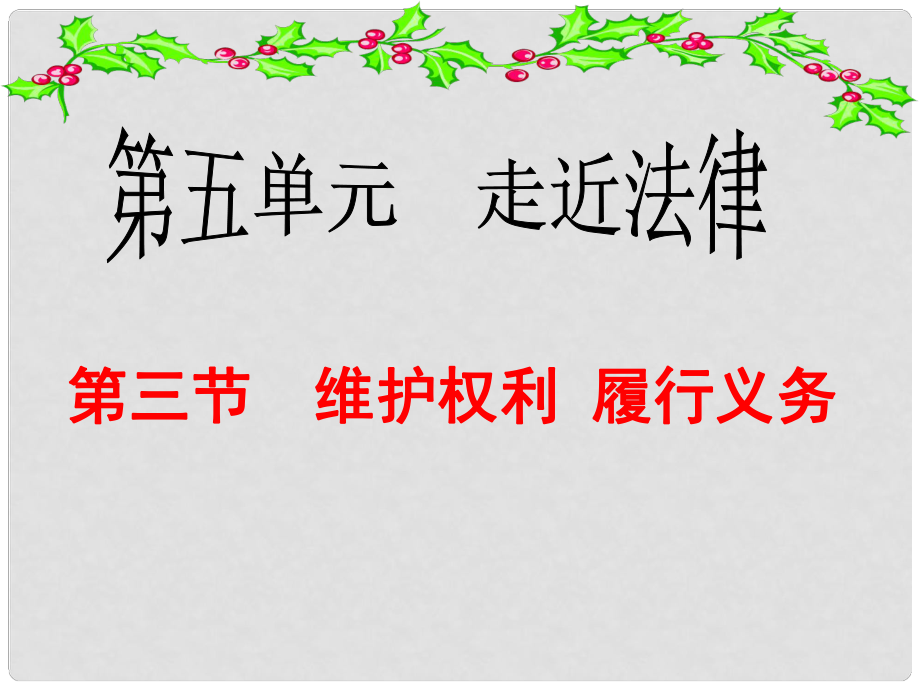 七年級(jí)政治上冊(cè) 第五單元 第三節(jié) 維護(hù)權(quán)利 履行義務(wù)課件 湘教版_第1頁(yè)