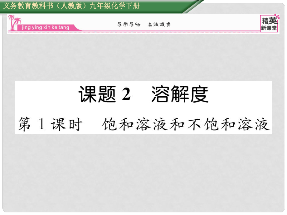 九年級化學(xué)下冊 第9單元 溶液 課題2 溶解度 第1課時 飽和溶液和不飽和溶液課件 （新版）新人教版_第1頁