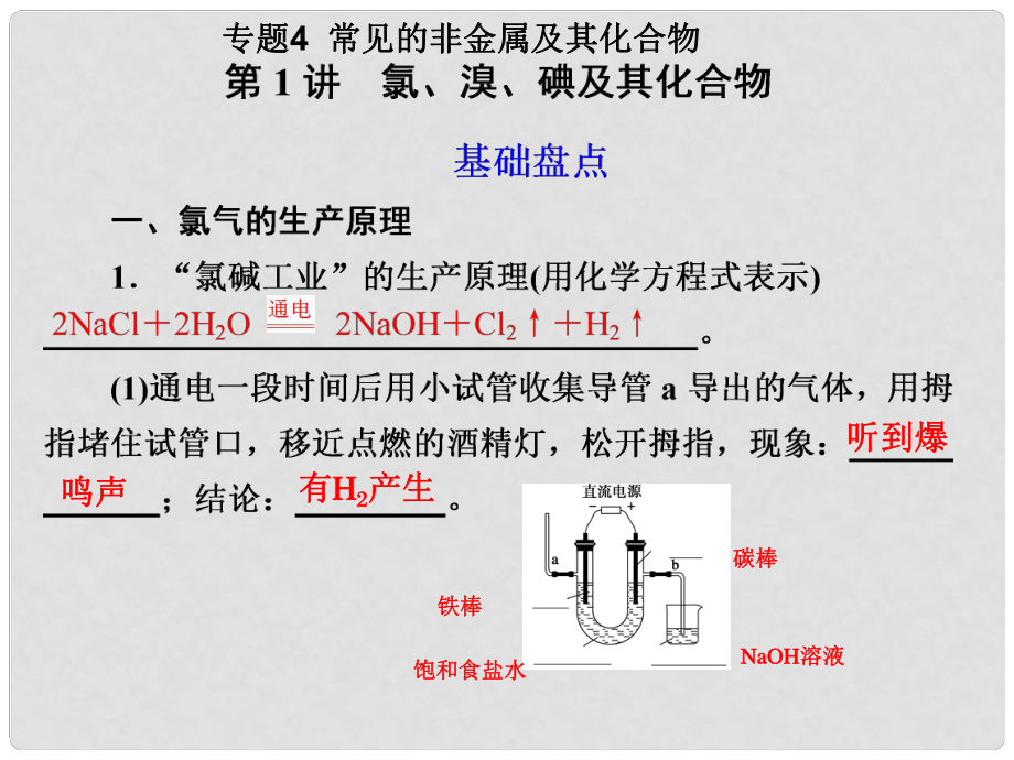 江蘇省高考化學(xué)一輪 專題4第1講 氯、溴、碘及其化合物課件 蘇教版_第1頁