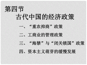 高中歷史 專題1 第4課 古代中國的經(jīng)濟(jì)政策課件 人民版必修2