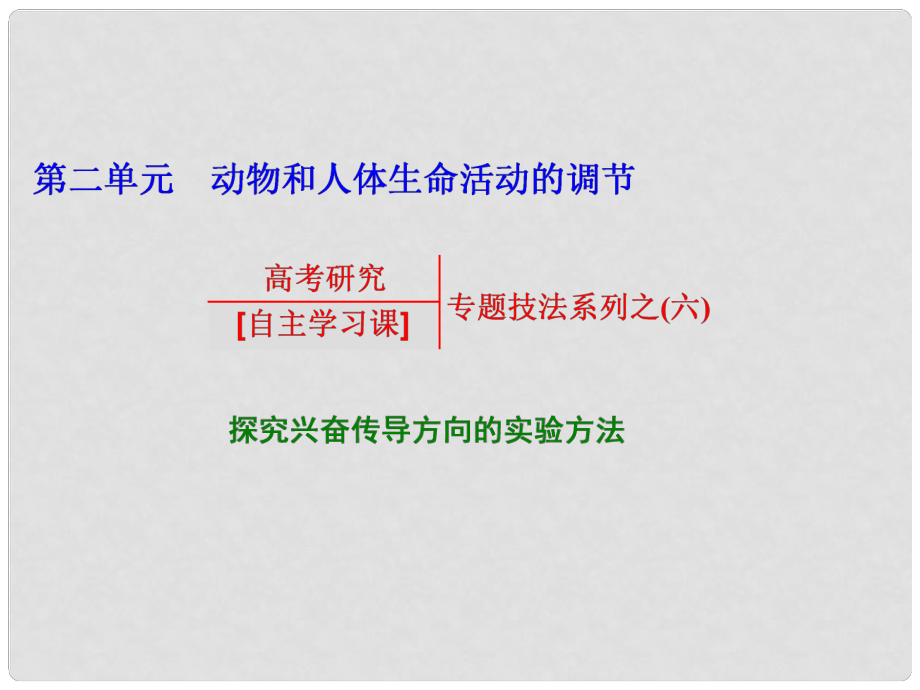 高考生物一輪復(fù)習(xí) 第二單元 動物和人體生命活動的調(diào)節(jié)專題技法系列之（六）課件 浙教版必修3_第1頁