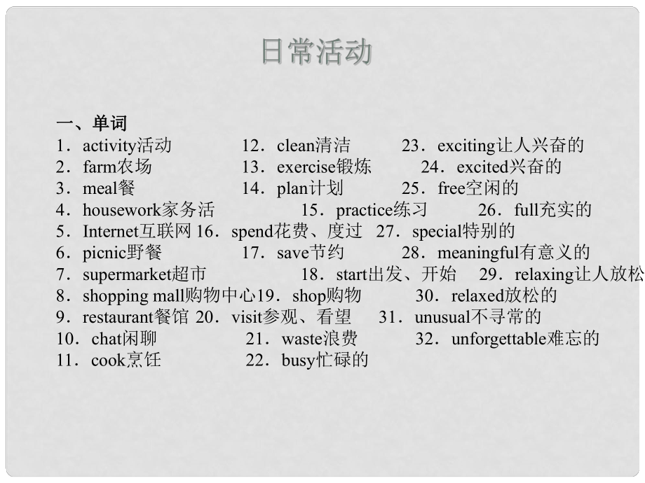 中考英語必備復(fù)習(xí) 日?；顒诱n件_第1頁