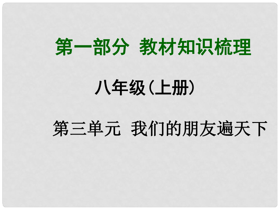 廣西中考政治總復(fù)習(xí) 第一部分 教材知識梳理 八上 第三單元 我們的朋友遍天下課件（教材知識導(dǎo)航+中考考點(diǎn)精講+備考試題精編） 新人教版_第1頁