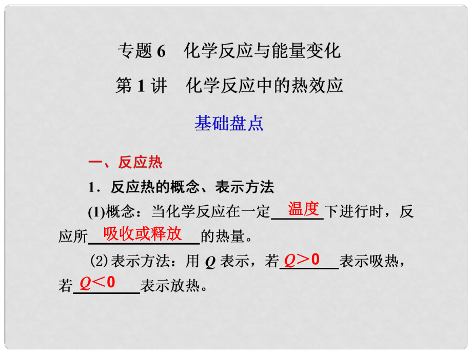 江蘇省高考化學一輪 專題6第1講 化學反應中的熱效應課件 蘇教版_第1頁