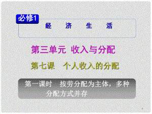 山西省高考政治復(fù)習(xí) 第3單元第7課第1課時 按勞分配為主體多種分配方式并存課件 新人教版必修1